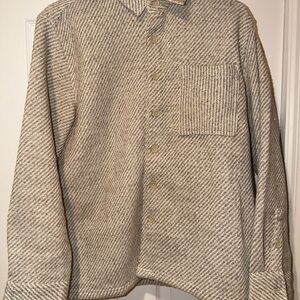Common People Men's Beige Striped Shacket.